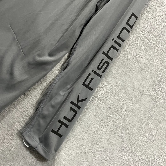 Huk Shirt Mens Large Gray Long Sleeve Performance Fishing Lightweight Mesh - Picture 4 of 9